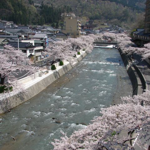 あつみ温泉　温海川河畔